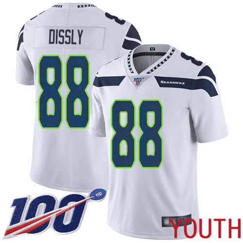 Seattle Seahawks Limited White Youth Will Dissly Road Jersey NFL Football #88 100th Season Vapor Untouchable->seattle seahawks->NFL Jersey